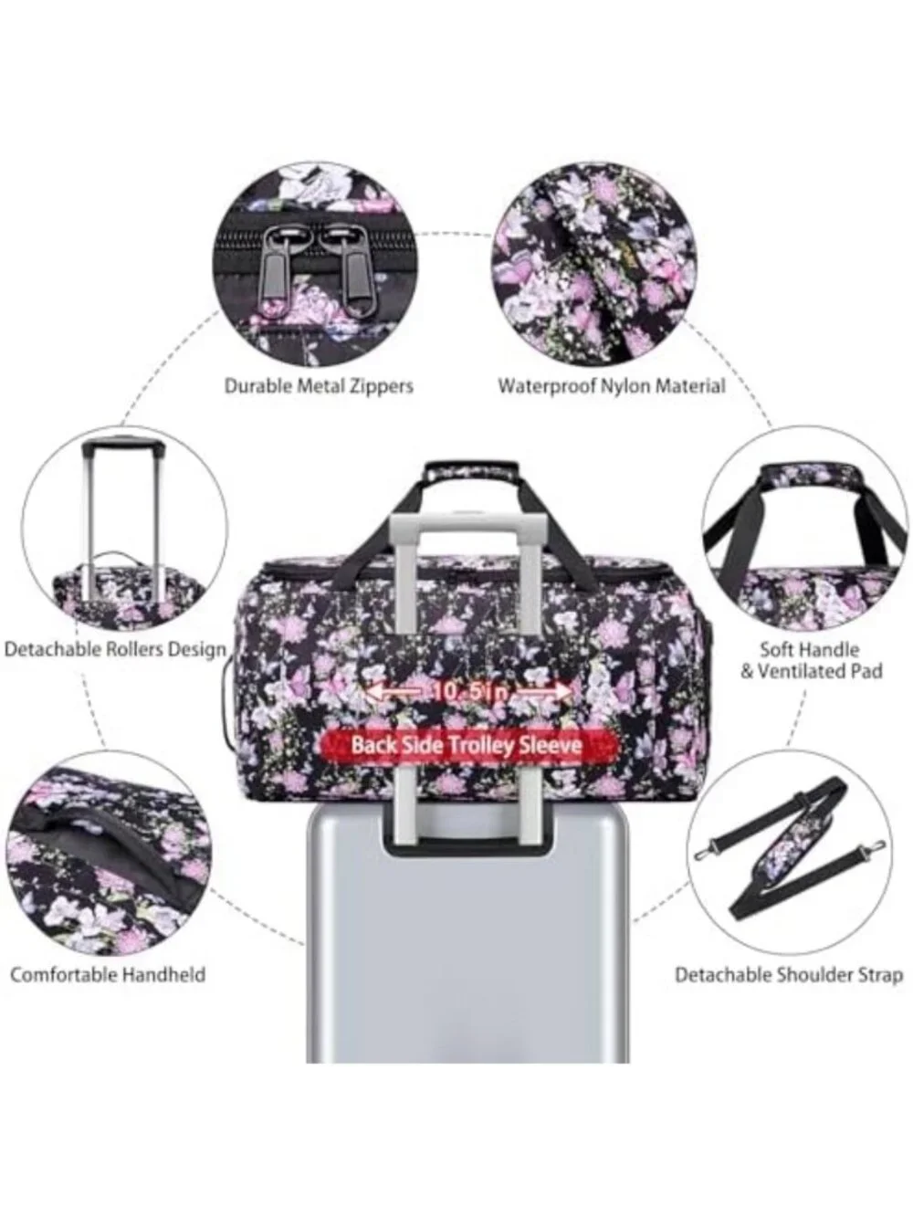 Travel Rolling Garment Bag & 50L Duffle with Shoe Compartment - 4pcs Set